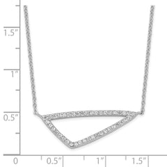 Sophia Jewelers Sterling Silver CZ Triangle Necklace with Polished Rhodium Finish