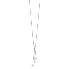 Sterling Silver Rhodium-Plated CZ Y-Drop Necklace with Polished Finish