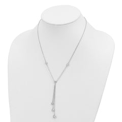 Sterling Silver Rhodium-Plated CZ Y-Drop Necklace with Polished Finish