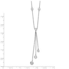 Sterling Silver Rhodium-Plated CZ Y-Drop Necklace with Polished Finish