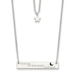 Sterling Silver Enameled Moon and Back 2-Strand Bar Necklace