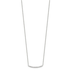 Sterling Silver CZ 18in Curved Bar Necklace