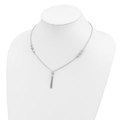 Sterling Silver 925 Beaded Tassel Necklace with Rhodium Polish