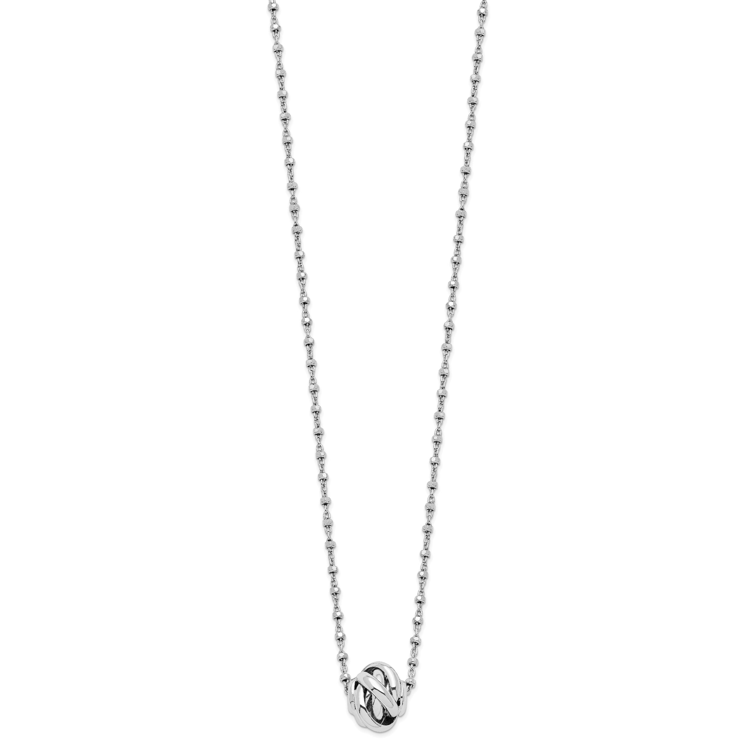 Sterling Silver Rhodium-plated Polished Love Knot D/C Chain Necklace