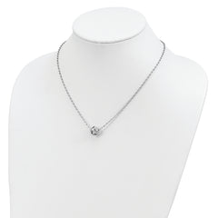 Sterling Silver Rhodium-plated Polished Love Knot D/C Chain Necklace