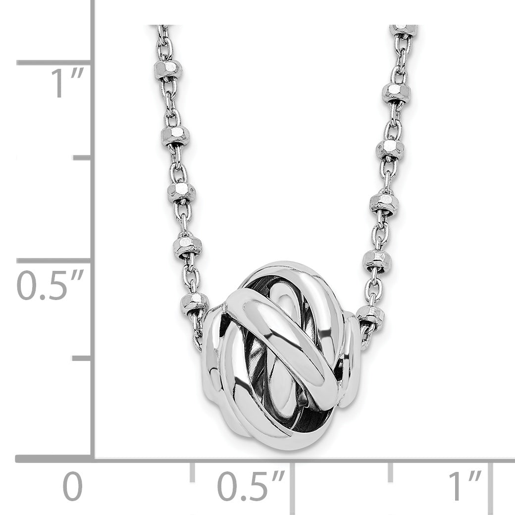 Sterling Silver Rhodium-plated Polished Love Knot D/C Chain Necklace