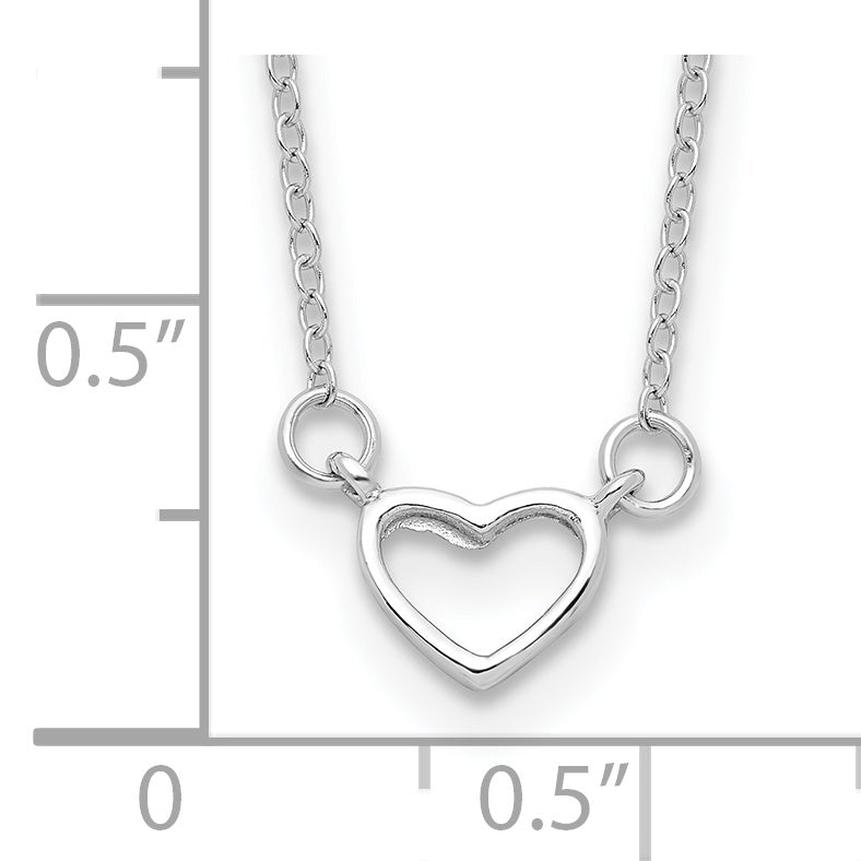 Sterling Silver Rhodium-plated Heart 17 inch Plus 2in ext. Necklace