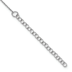 Sterling Silver CZ Heart Bar Necklace with Polished Rhodium Finish