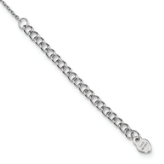 Sterling Silver Rhodium-plated w/2in ext Heart Bar Necklace