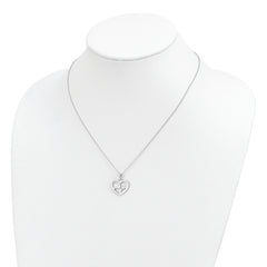 Sterling Silver Rhodium-plated Heartbeat in Heart 16in w/2in Ext Necklace