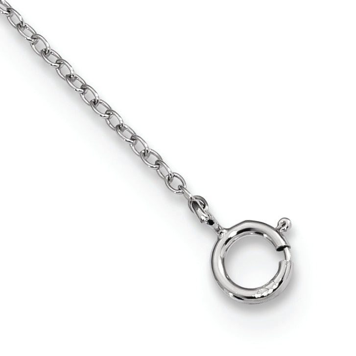 Sterling Silver Rhodium-plated Polished Double Linked Heart 16 inch Necklace with 2 inch extension