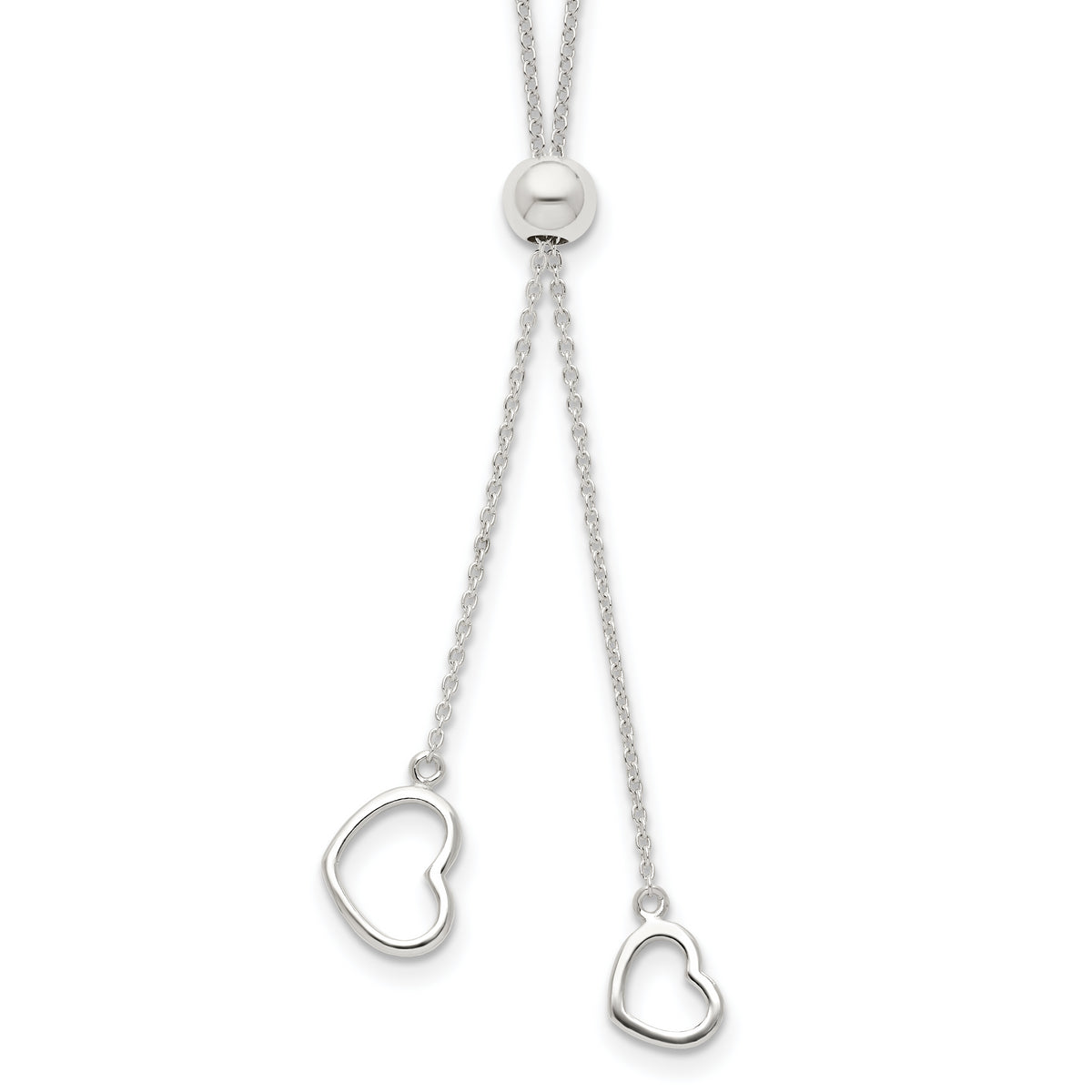 Sterling Silver Polished 2-Heart Adjusts up to 19.5 inch Necklace