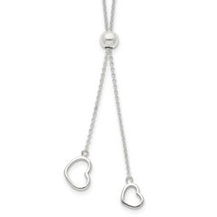 Sterling Silver Polished 2-Heart Adjusts up to 19.5 inch Necklace