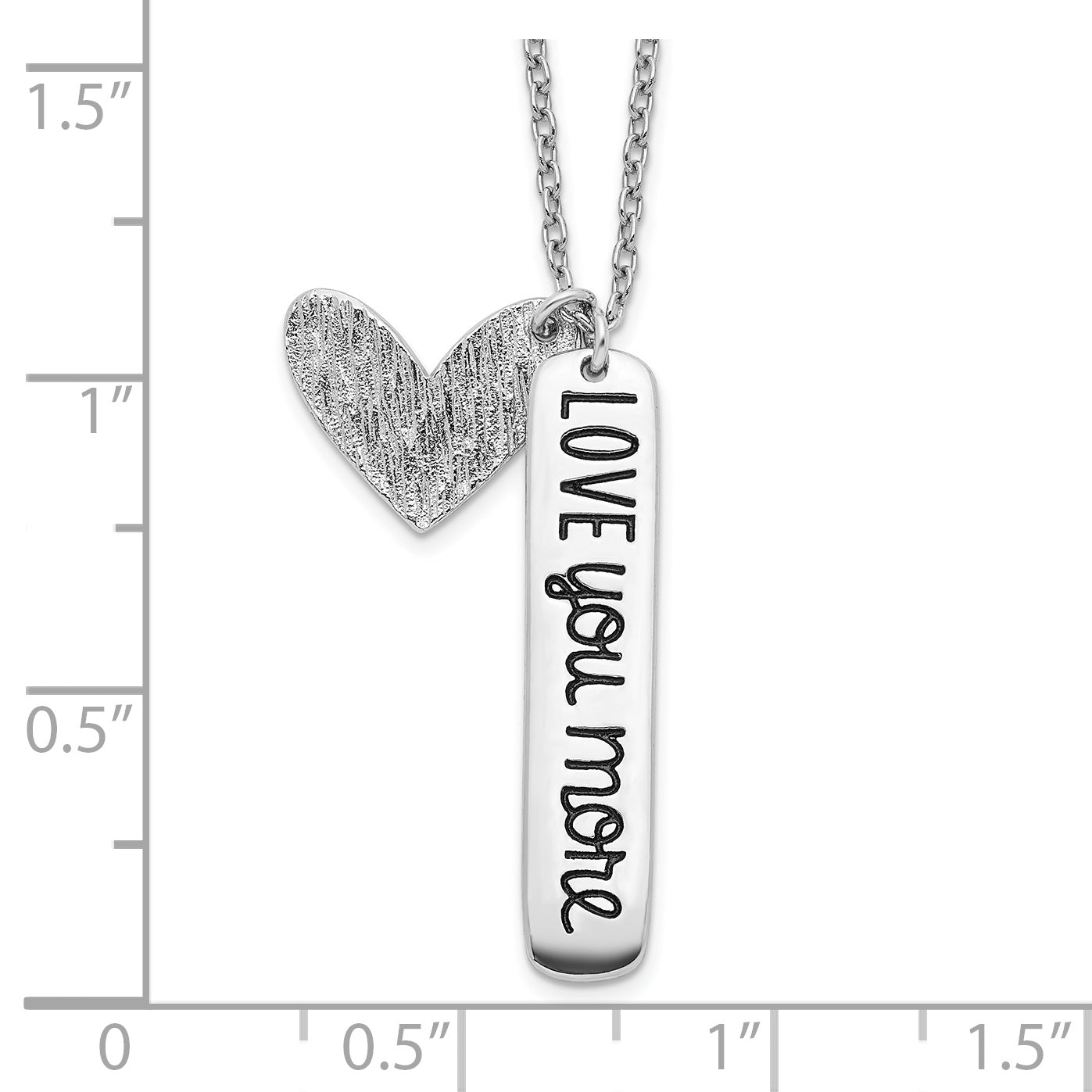 Sterling Silver Rhodium-plated Heart LOVE YOU MORE Necklace