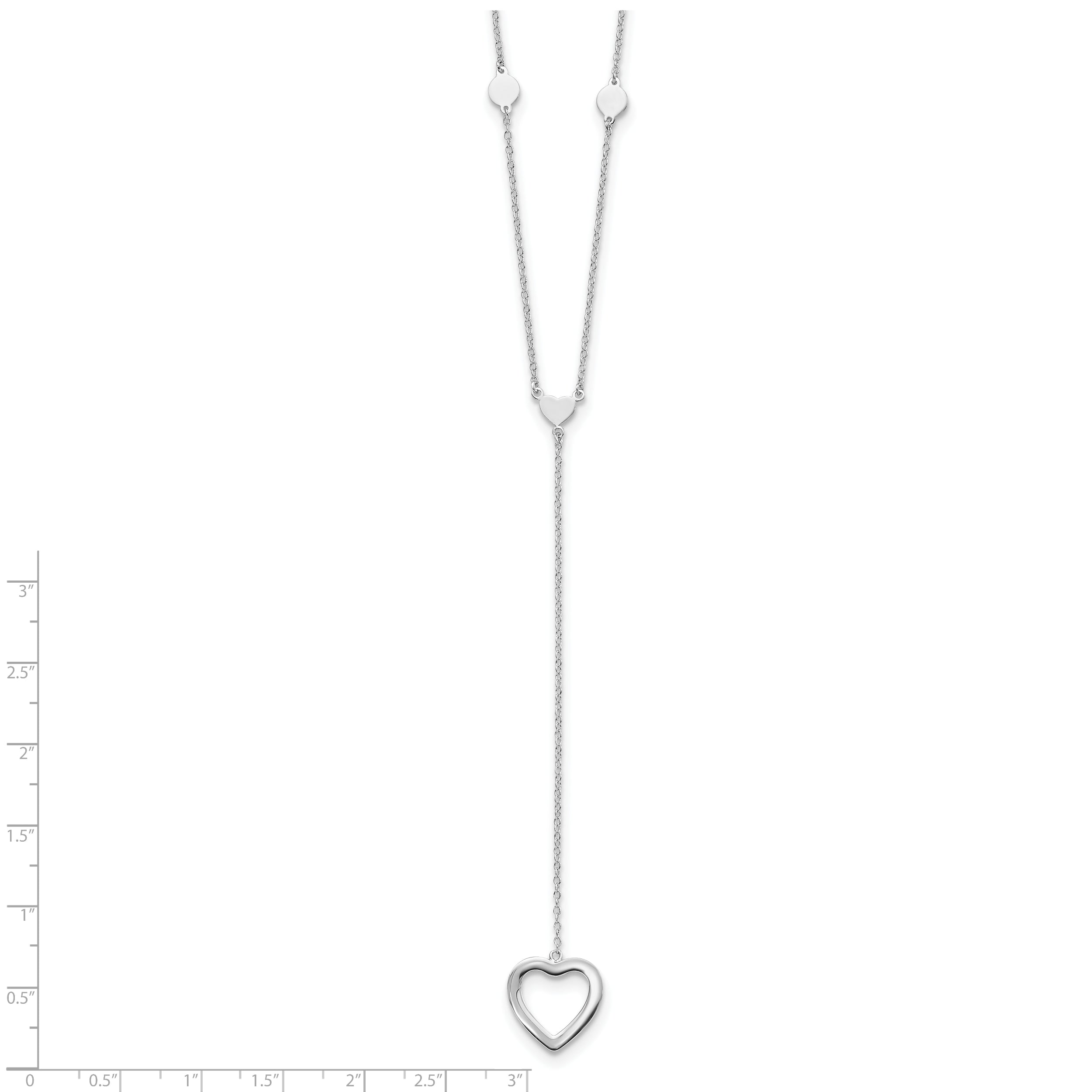 Sophia Jewelers 925 Sterling Silver Polished Heart Y-Necklace with Rhodium Finish