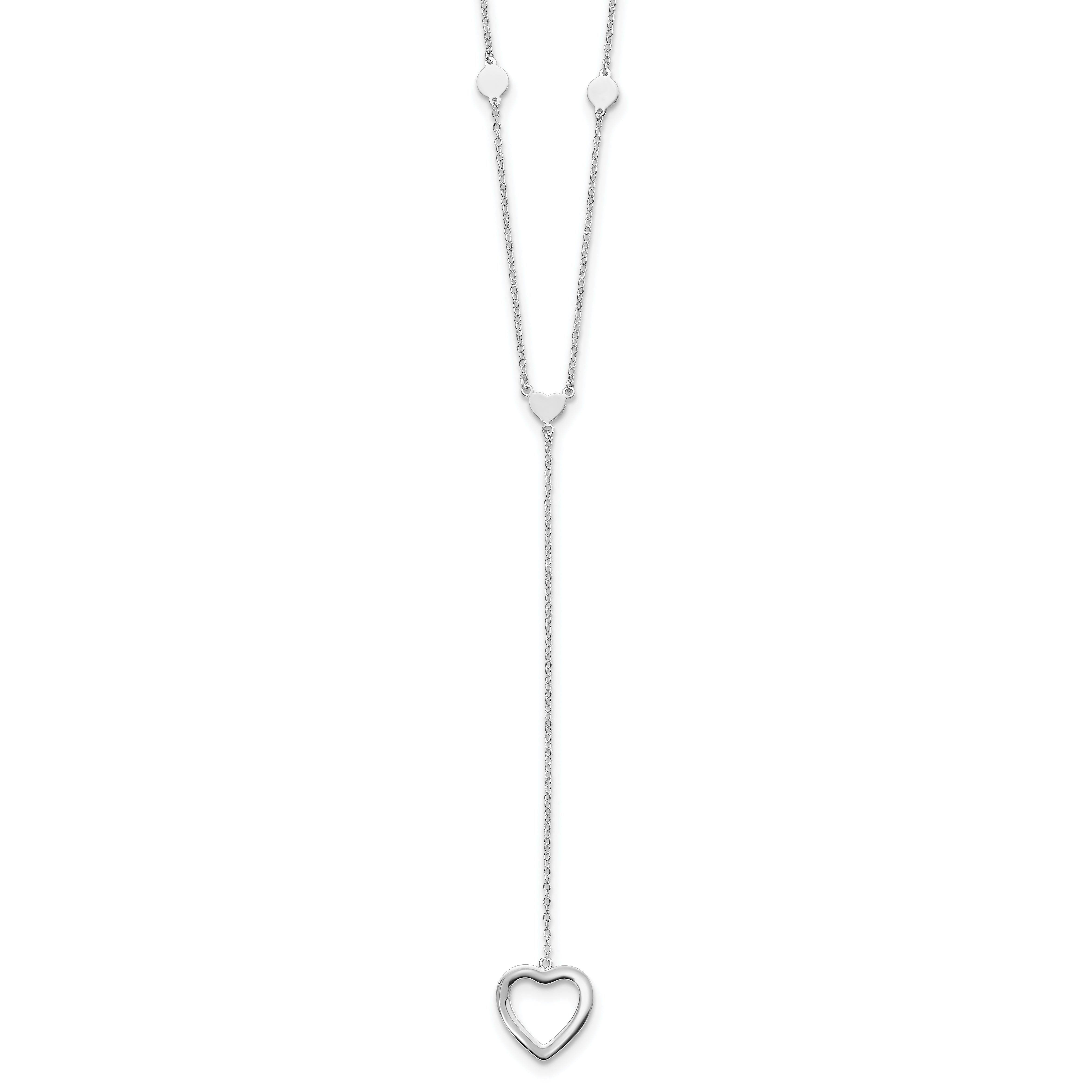 Sterling Silver Rhodium-plated Hearts w/2in ext. Y-Necklace