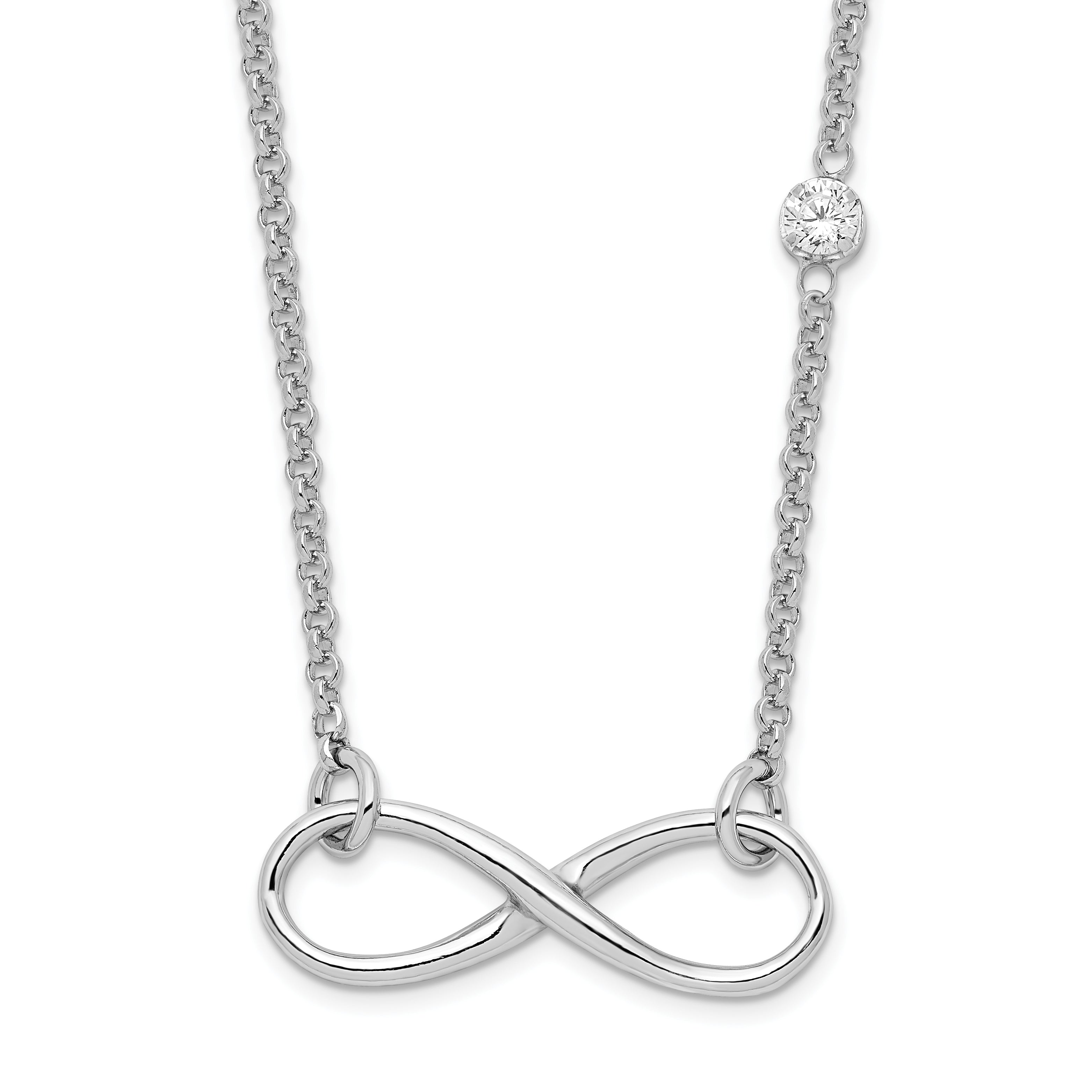 Sterling Silver Rhodium-plated CZ Infinity Knot Necklace