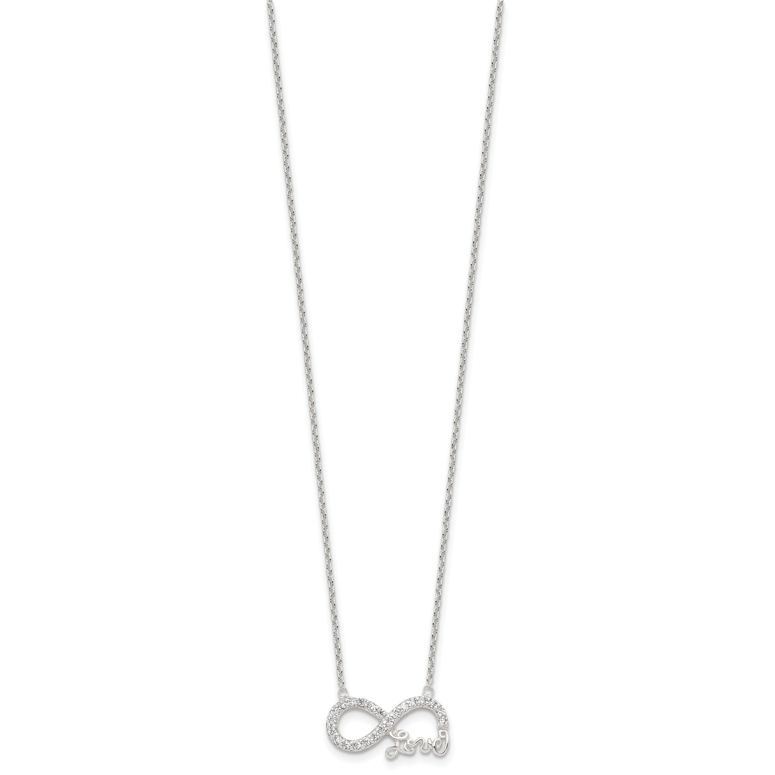 Sterling Silver Rhodium-plated CZ Infinity LOVE Necklace