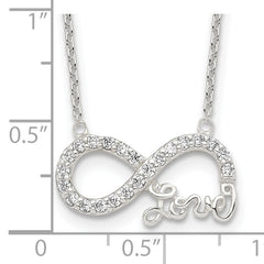 Sterling Silver Rhodium-plated CZ Infinity LOVE Necklace