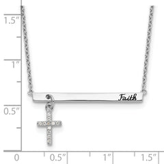 Sophia Jewelers 925 Sterling Silver Faith Bar Necklace with CZ and Enamel