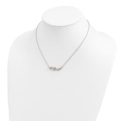 Sterling Silver Rose Gold-plated CZ w/1in ext Fancy Bar Necklace