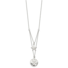 Sterling Silver 925 Starfish and Sand Dollar Layered Necklace