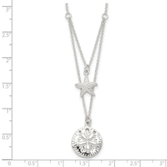 Sterling Silver 925 Starfish and Sand Dollar Layered Necklace