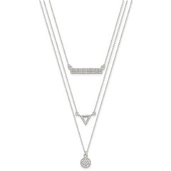 Sterling Silver 3-Strand Necklace with CZ Accents by Sophia Jewelers