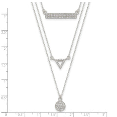 Sterling Silver 3-Strand Necklace with CZ Accents by Sophia Jewelers