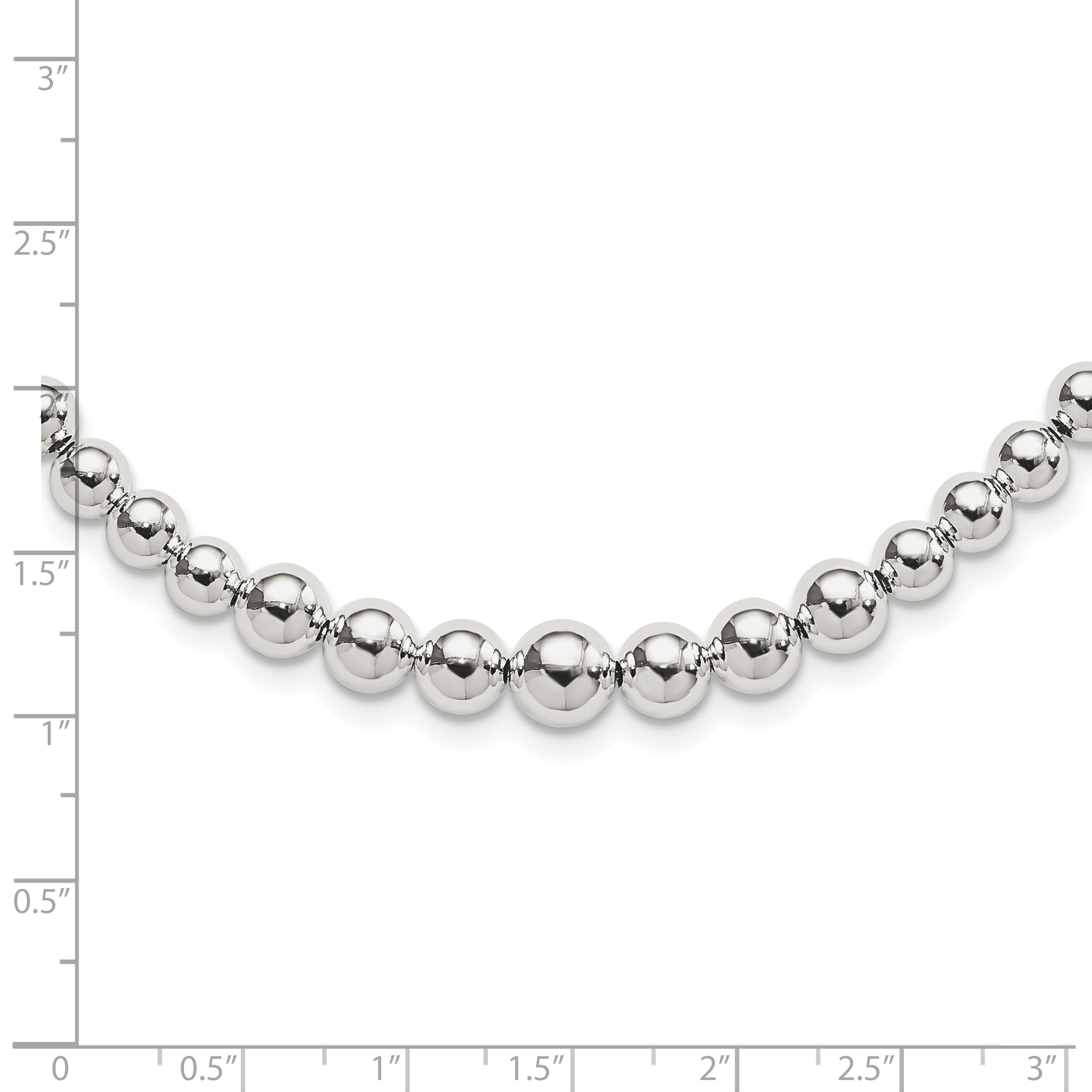 Sterling Silver Graduated Beads Adjustable Necklace