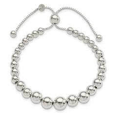 Sterling Silver Graduated Beads Adjustable Bracelet