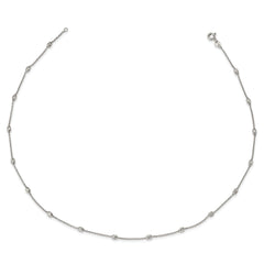 Sterling Silver Rhodium-plated Diamond-cut Beaded Necklace