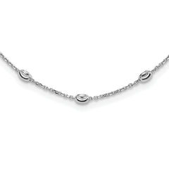 Sterling Silver Rhodium-plated Diamond-cut Beaded Necklace