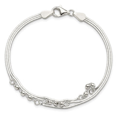 Sterling Silver Polished 3-Strand 7.5in Bracelet