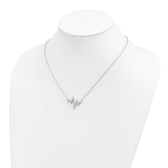 Sterling Silver Rhodium-plated CZ Heartbeat Necklace