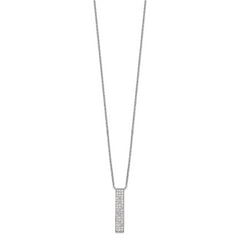 Sterling Silver Rhodium-plated CZ Dangle Bar Necklace