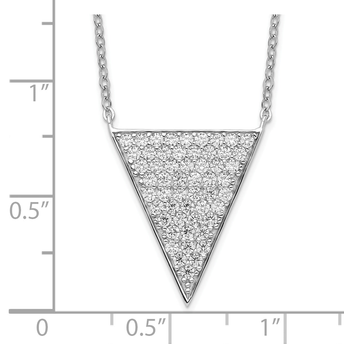 Sterling Silver Rhodium-Plated CZ Triangle Dangle Necklace Elegant Women's Piece