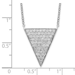 Sterling Silver Rhodium-Plated CZ Triangle Dangle Necklace Elegant Women's Piece