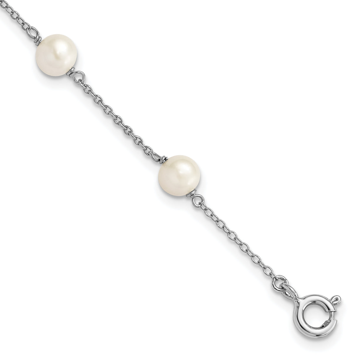 Sterling Silver RH-plated Polished 5-5.5mm FWC Pearl Children's Bracelet