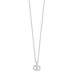 Sterling Silver Rhodium-plated CZ Double Horseshoe Necklace