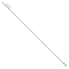 Sterling Silver Heart Charm 9in Plus 1in ext. Anklet