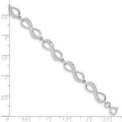 Sterling Silver Rhodium Plated CZ Infinity Bracelet