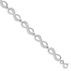 Sterling Silver Rhodium Plated CZ Infinity Bracelet