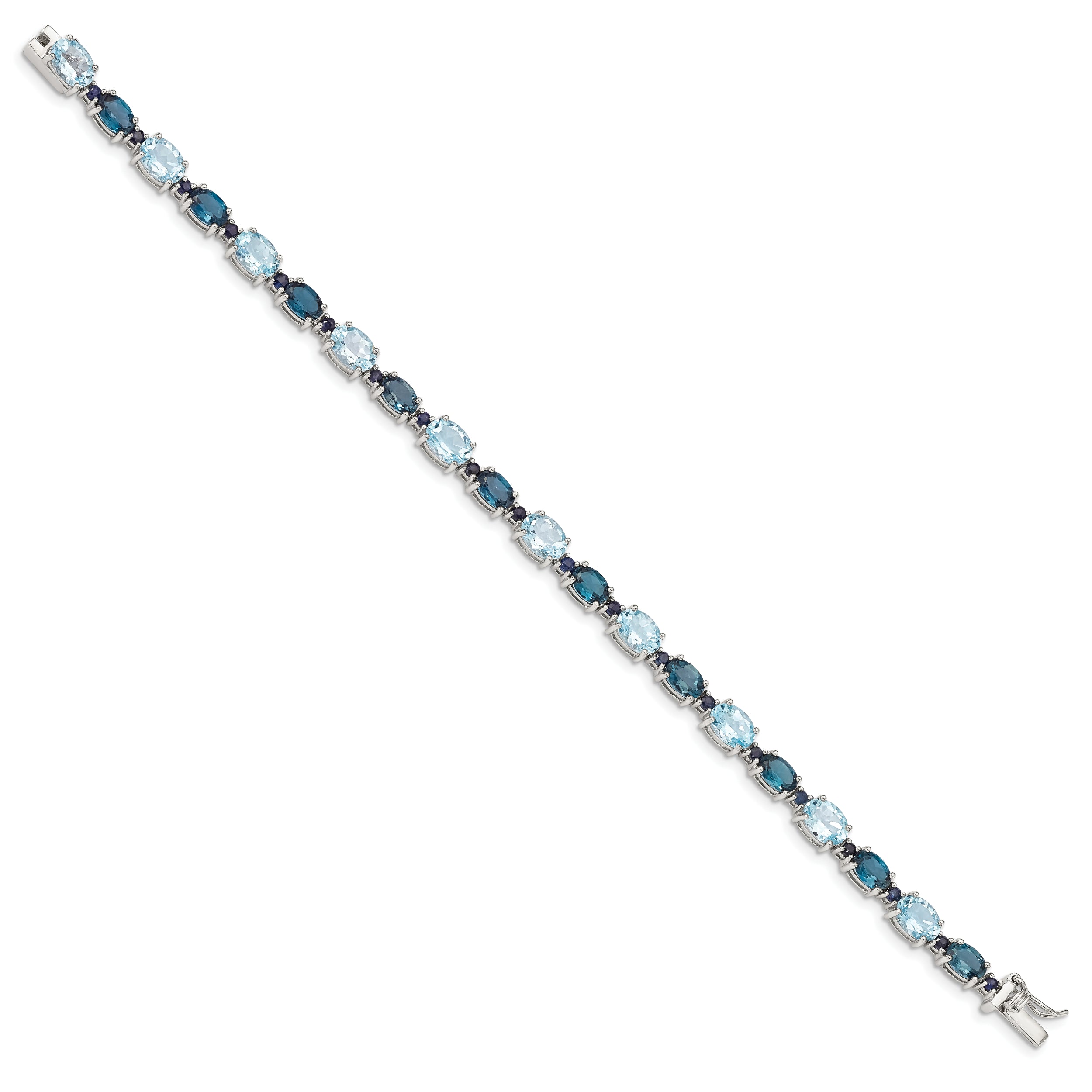 Sterling Silver Rhodium-plated London Blue/Sky Blue Topaz Bracelet