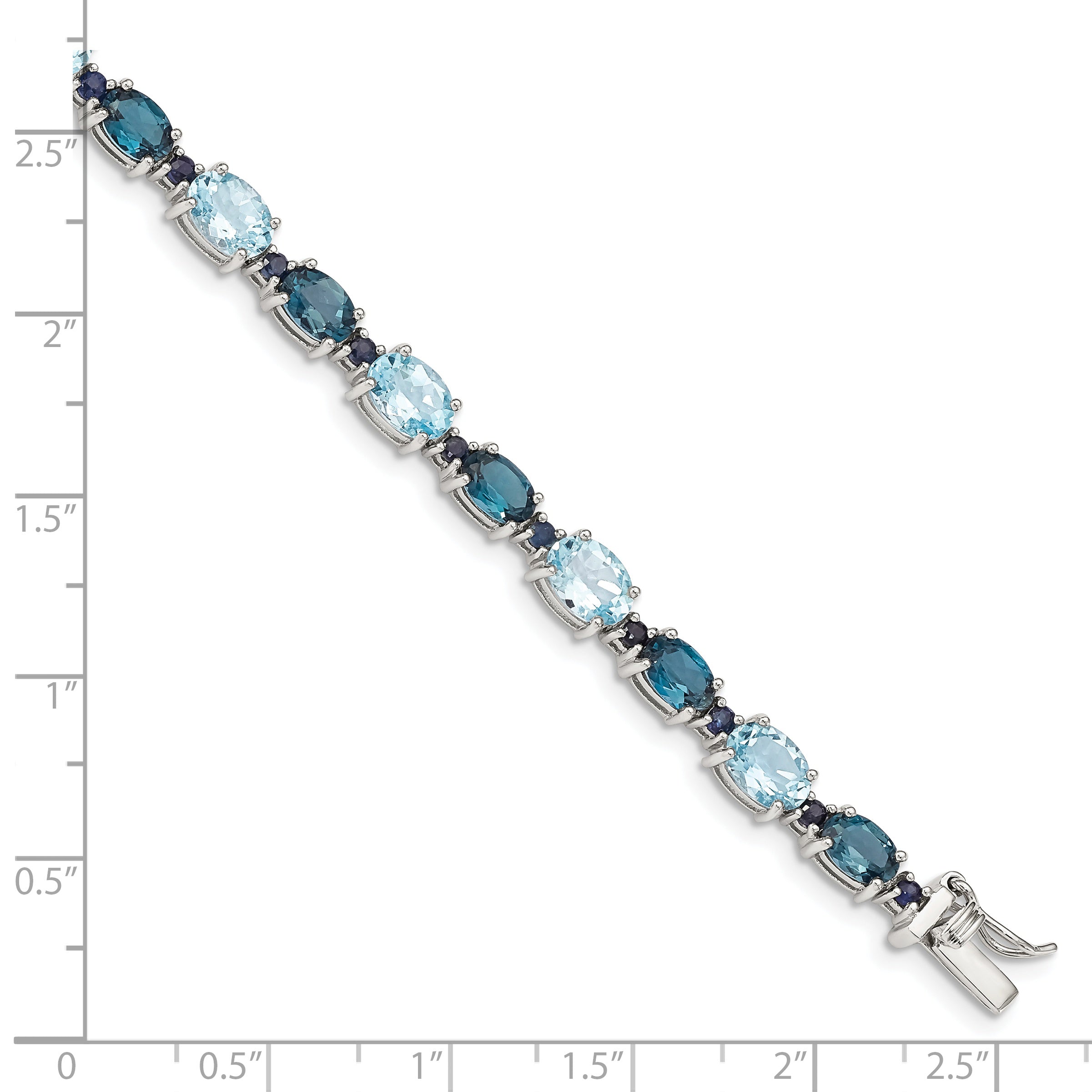 Sterling Silver Rhodium-plated London Blue/Sky Blue Topaz Bracelet