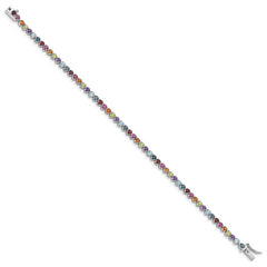 Sterling Silver Rhodium-plated Multi-gemstone Tennis Bracelet