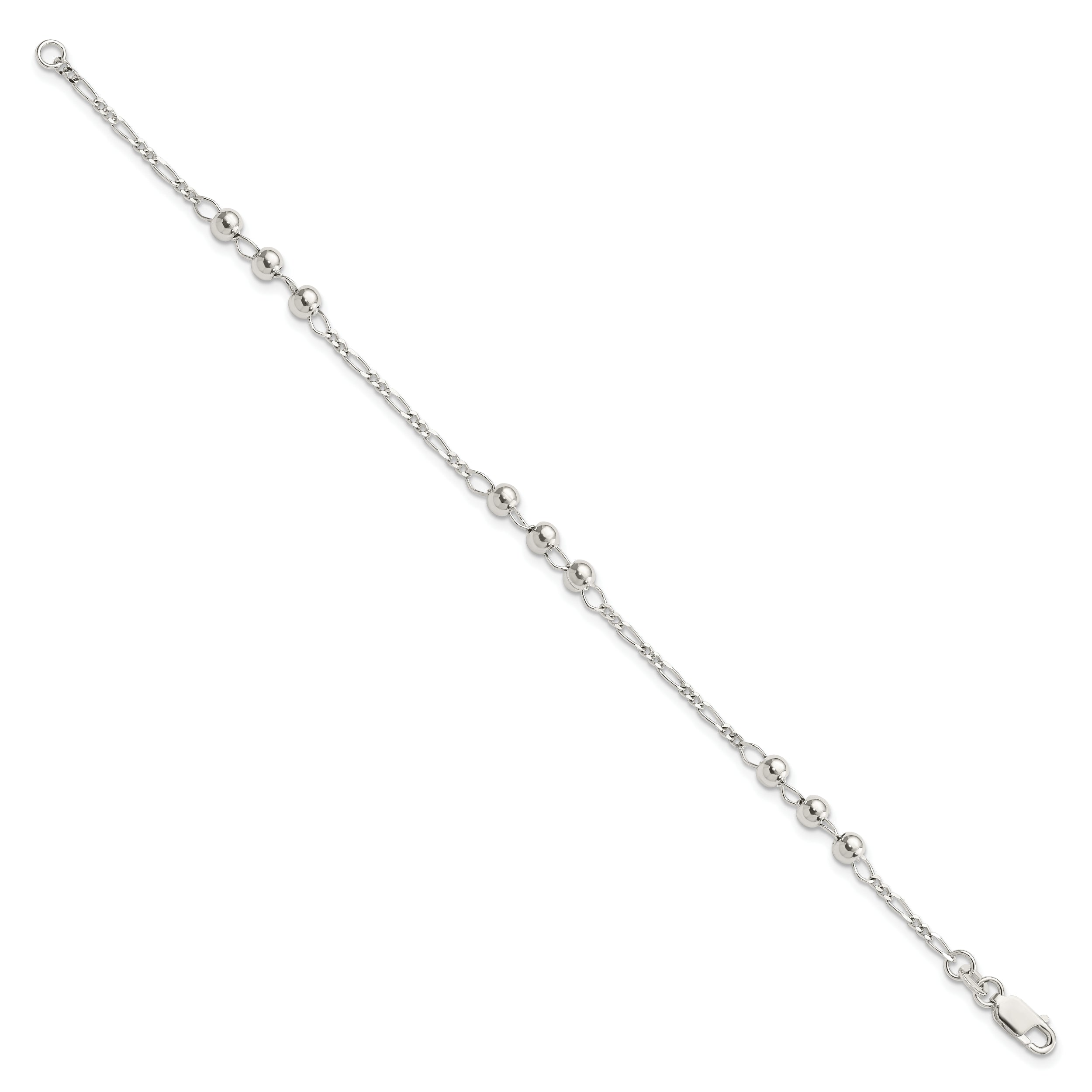 Sterling Silver Diamond Cut Beaded Bracelet