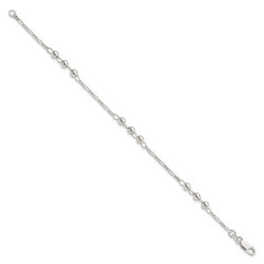 Sterling Silver Diamond Cut Beaded Bracelet