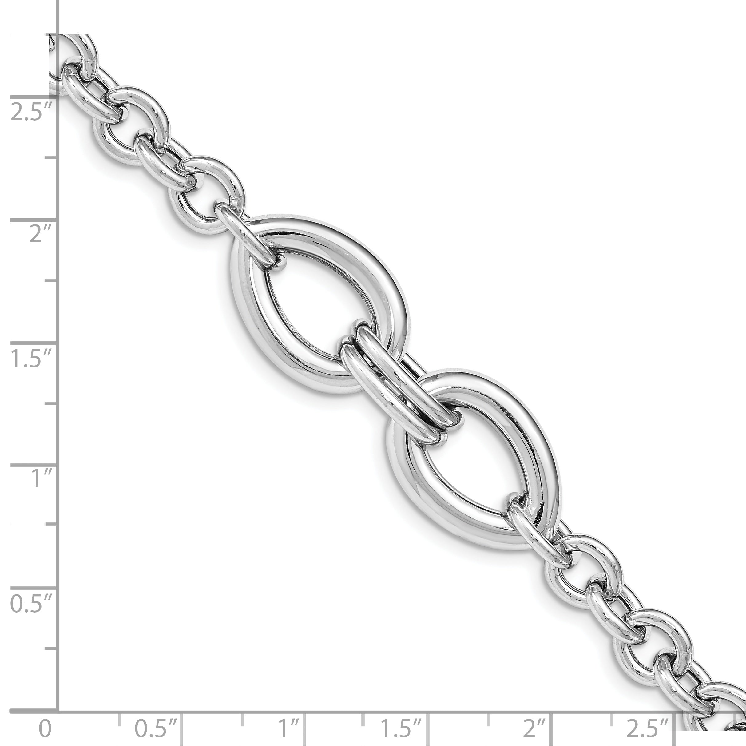 Sterling Silver Rhodium Plated Polished Link Bracelet