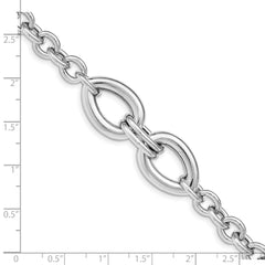 Sterling Silver Rhodium Plated Polished Link Bracelet